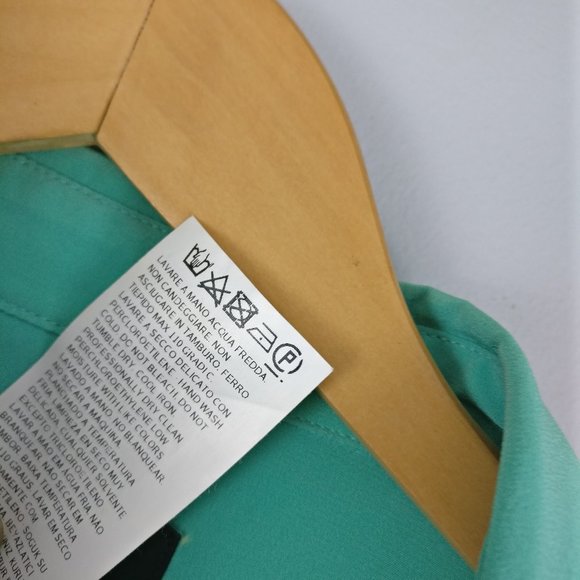 Weekend Max Mara 100% SILK Double Breasted Pocket Long Sleeve Shirt Cool Green L - Picture 9 of 9